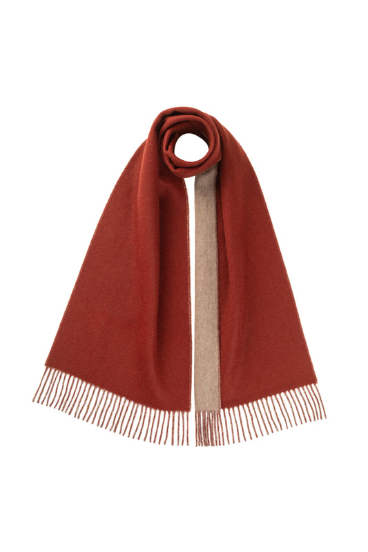 Johnstons of Elgin AW24 Woven Accessory Rust & Natural Contrast Cashmere Scarf WA000020RU7495ONE