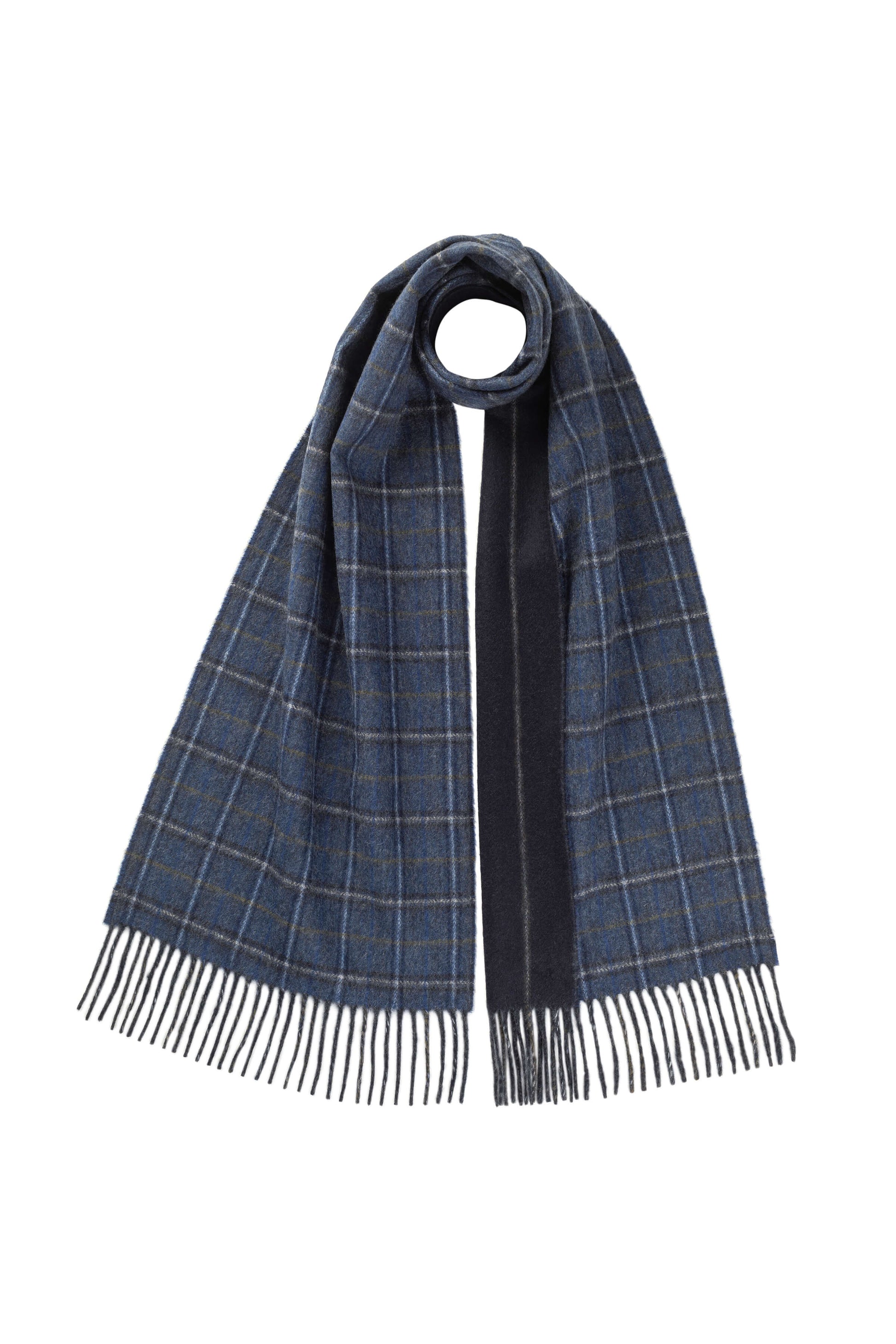 Johnstons of Elgin AW24 Woven Accessory Check & Pinstripe Contrast Check Cashmere Scarf WA000020RU7517ONE