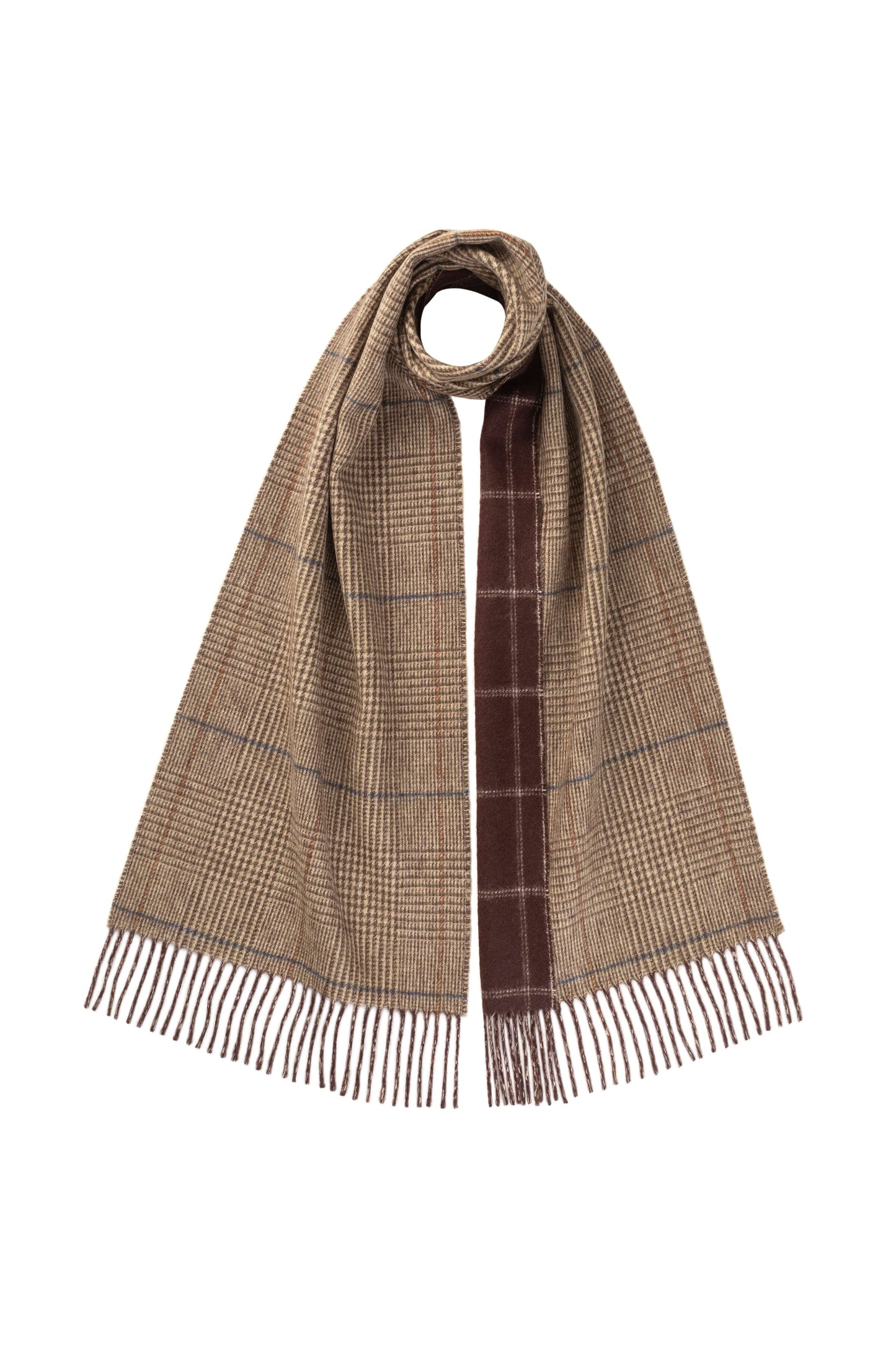 Johnstons of Elgin AW24 Woven Accessory Check & Windowpane Contrast Check Cashmere Scarf WA000020RU7535ONE