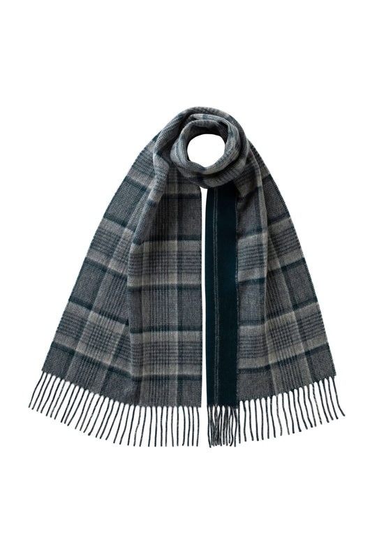 Johnstons of Elgin AW25 Woven Accessories Check & Pinstripe Reversible Cashmere Scarf WA000020RU7645ONE
