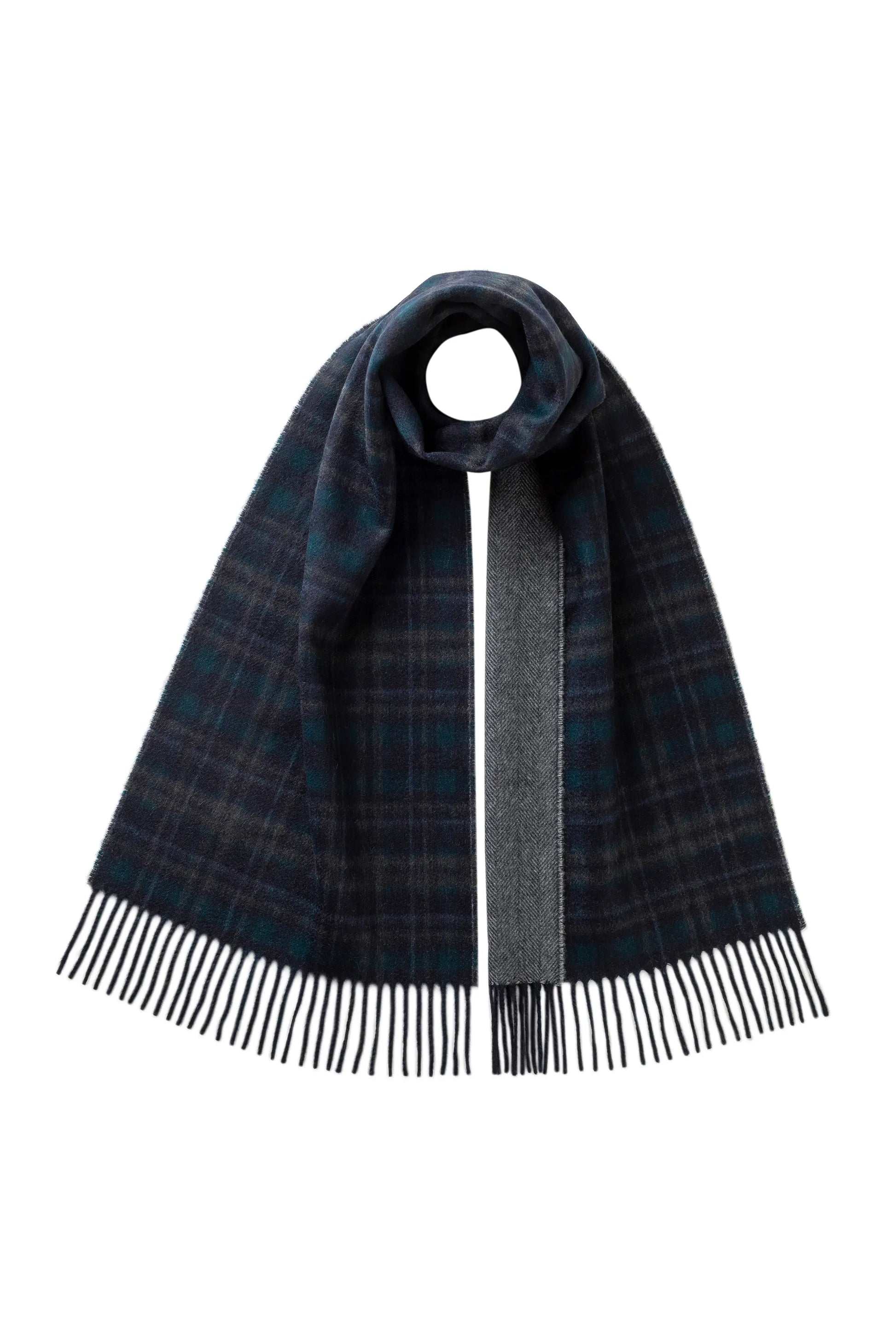 Johnstons of Elgin AW25 Woven Accessories Tartan & Herringbone Reversible Cashmere Scarf WA000020RU7646ONE