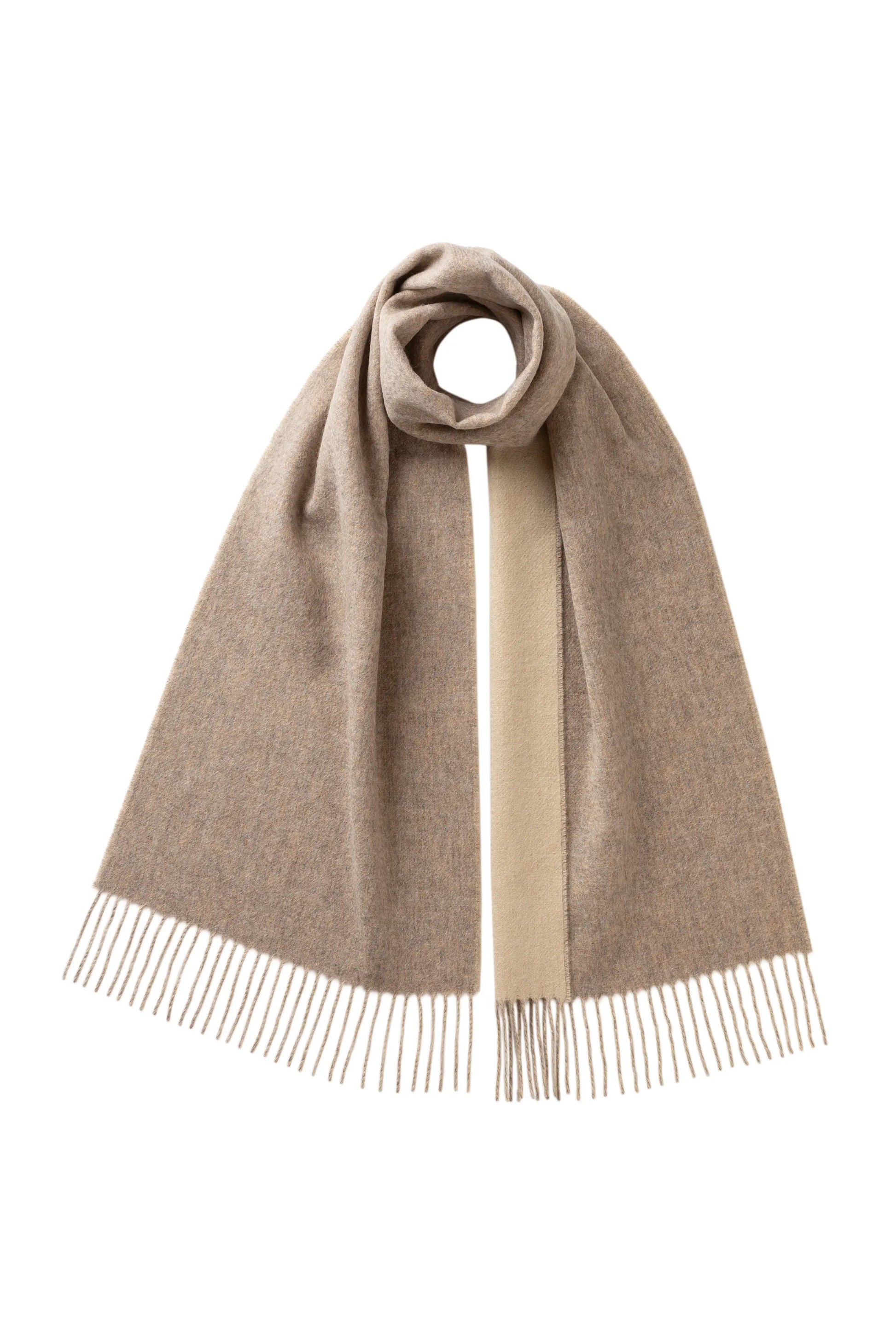 Johnstons of Elgin AW25 Woven Accessories Ash & Blonde Contrast Reversible Cashmere Scarf WA000020RU7650ONE