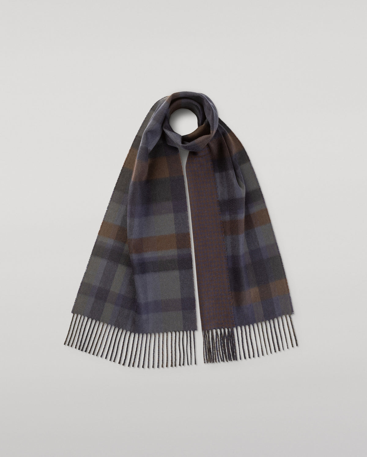 Contrast & Brown Check Cashmere Scarf