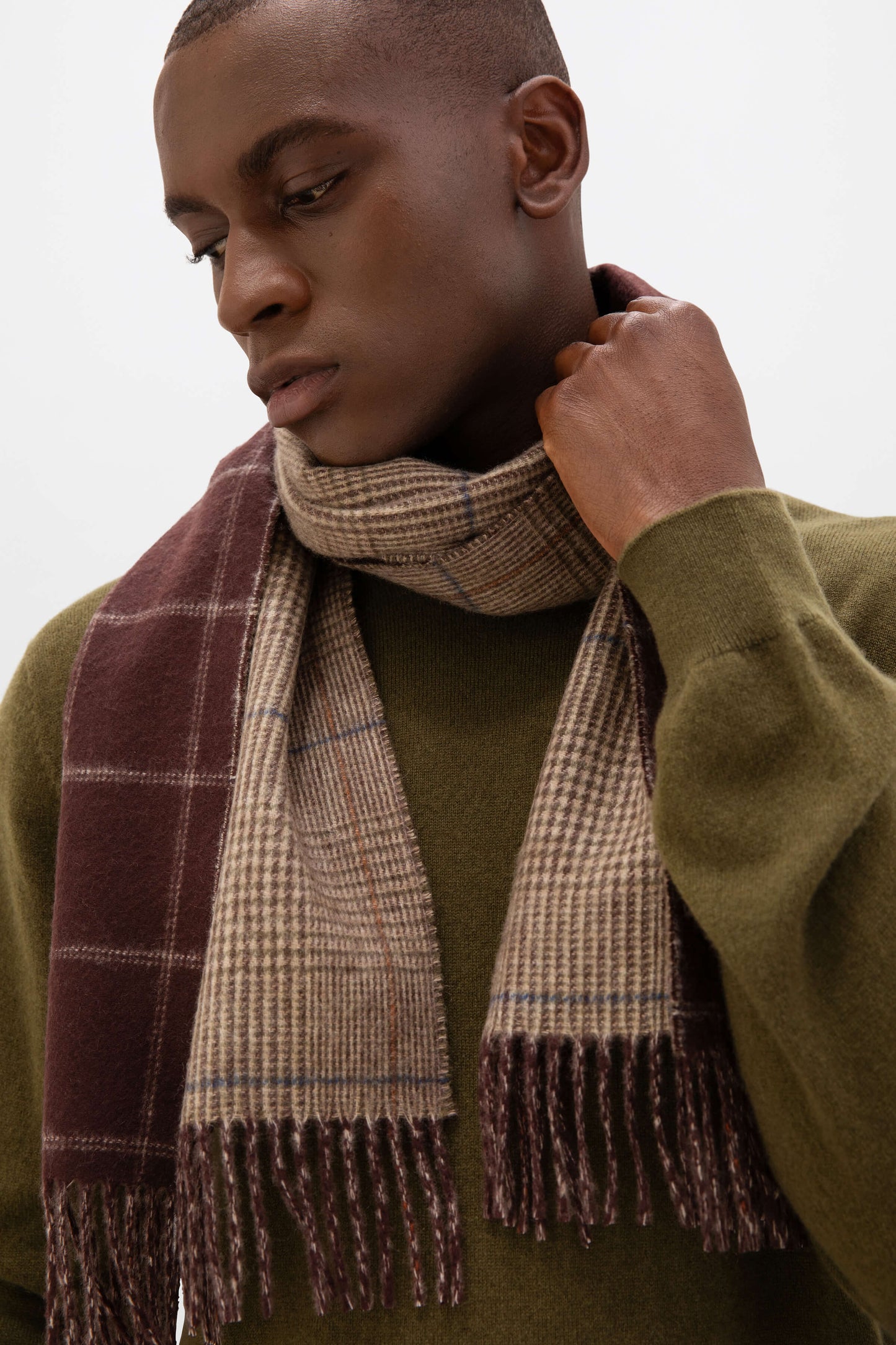 Johnstons of Elgin AW24 Woven Accessory Check & Windowpane Contrast Check Cashmere Scarf WA000020RU7535ONE