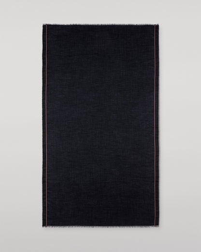 JOHNSTONS OF ELGIN IVES CHEVRON BORDER SCARF NAVY 100% CASHMERE   WA002446RU7699ONE