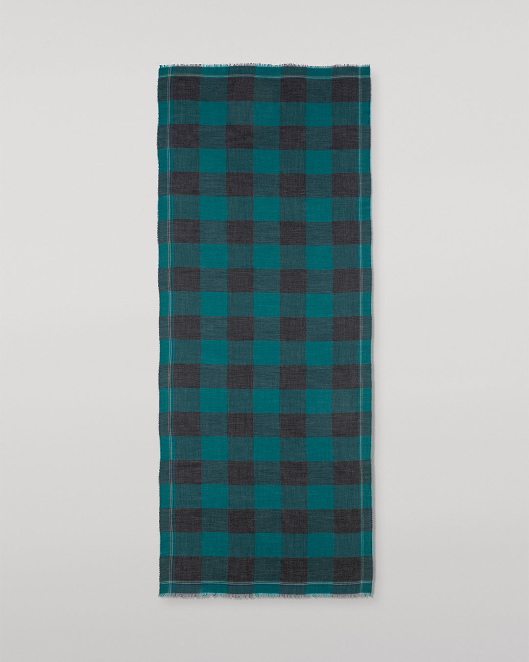 JOHNSTONS OF ELGIN CARNBEE LARGE GINGHAM SCARF GREEN 100% CASHMERE WA002476RU7709ONE