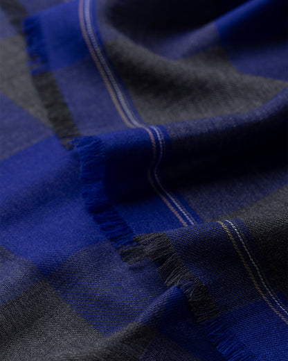 JOHNSTONS OF ELGIN CARNBEE LARGE GINGHAM SCARF NAVY 100% CASHMERE WA002476RU7710ONE