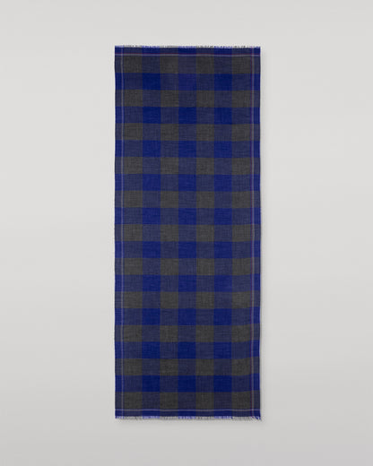 JOHNSTONS OF ELGIN CARNBEE LARGE GINGHAM SCARF NAVY 100% CASHMERE WA002476RU7710ONE