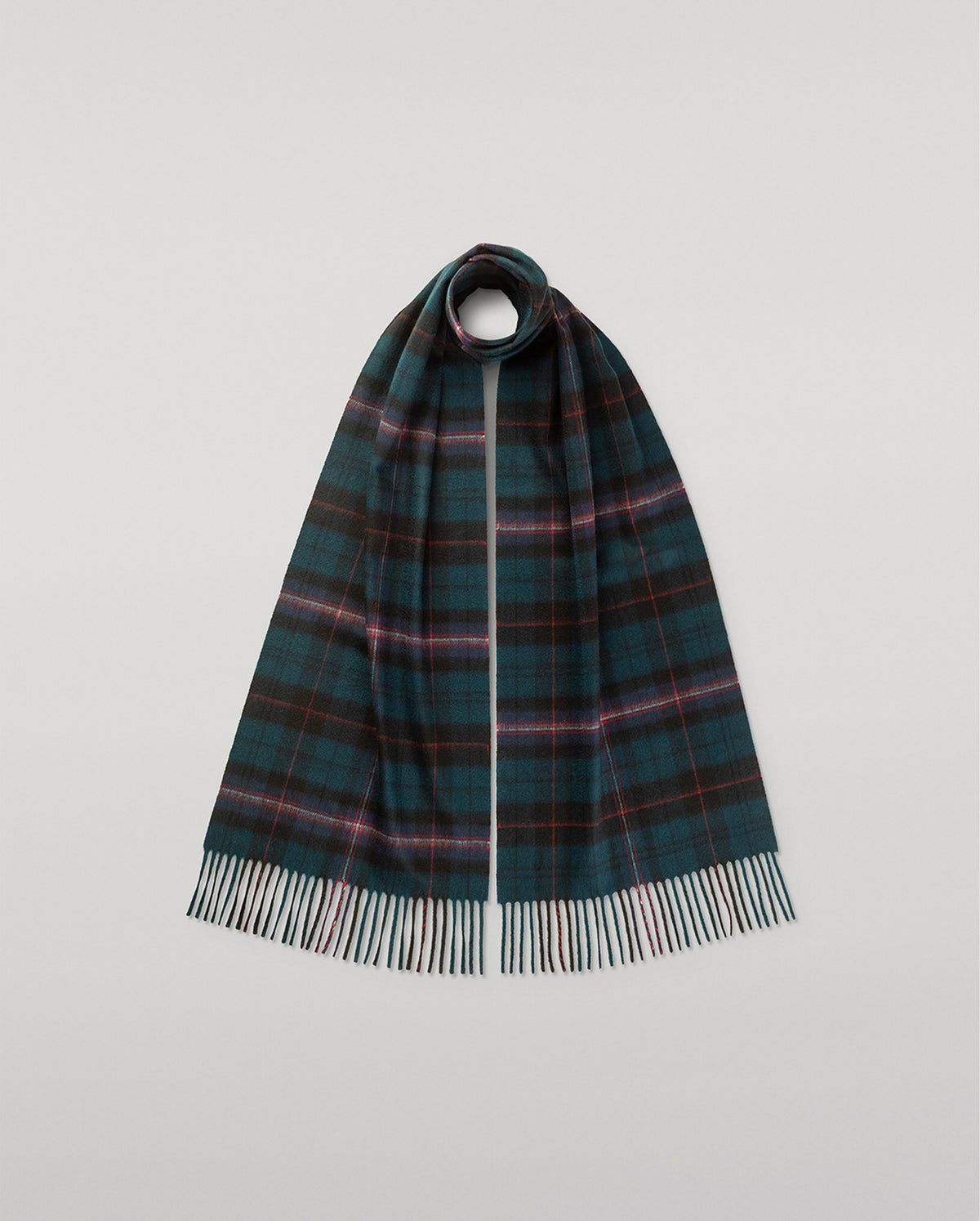 Culzean Plaid Bottle Green Cashmere Scarf