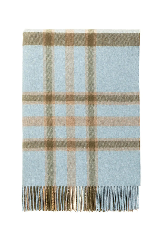 Johnstons of Elgin’s Anderson Modern Check Cashmere Throw on white background WA000055RU7270ONE