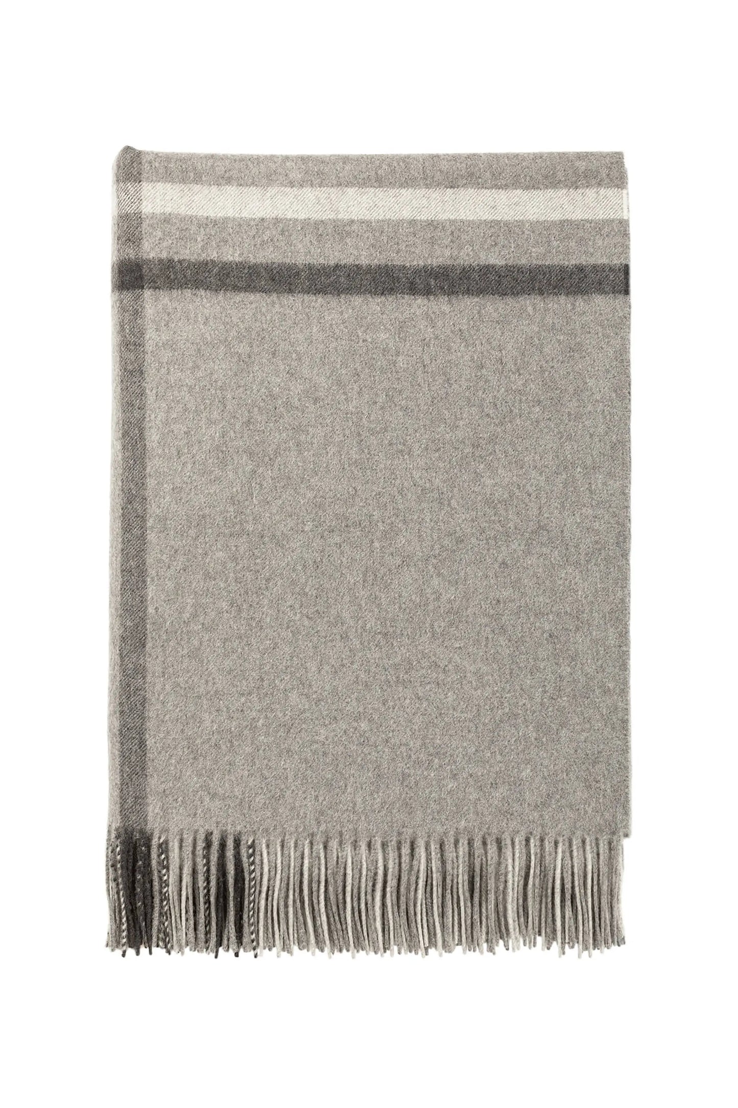 Johnstons of Elgin’s Silver Highlander Check Cashmere Throw on white background WA000055RU7272ONE