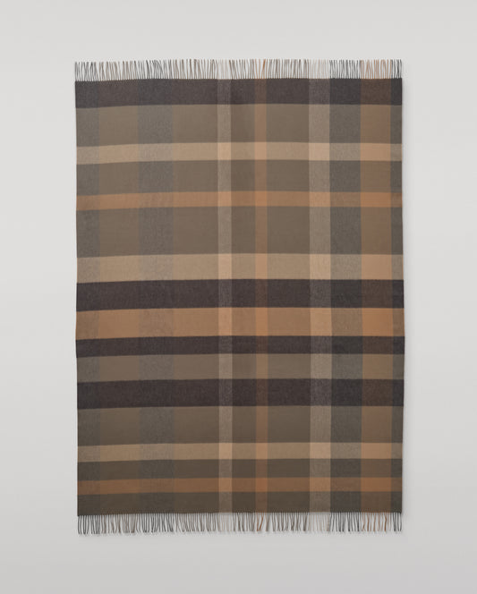 Johnstons of Elgin Umbra 100% Cashmere Plaid Throw in Brown Cairn Check WA002665RU7783ONE
