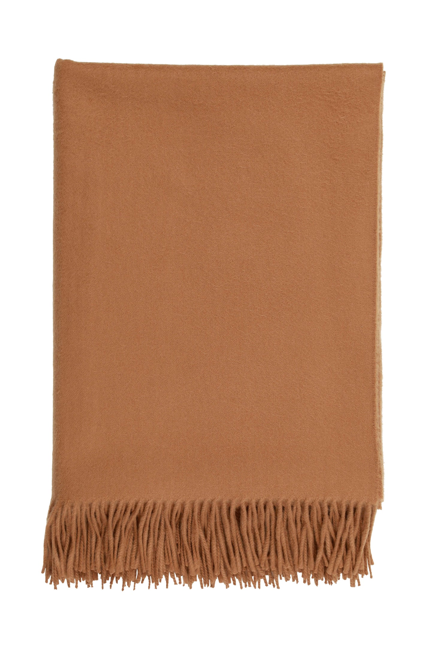 Johnstons of Elgin’s Dark Camel Cashmere Throw on a white background WA000055SB3022N/A