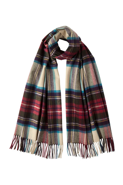 Johnstons of Elgin Tartan Cashmere Stole in Hessian Dress Stewart on a white background WA000056KU0010N/A