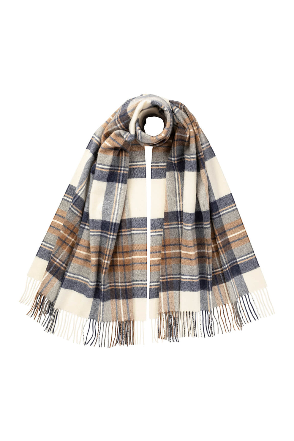 Muted Blue Dress Stewart Tartan Cashmere Stole Johnstons of Elgin