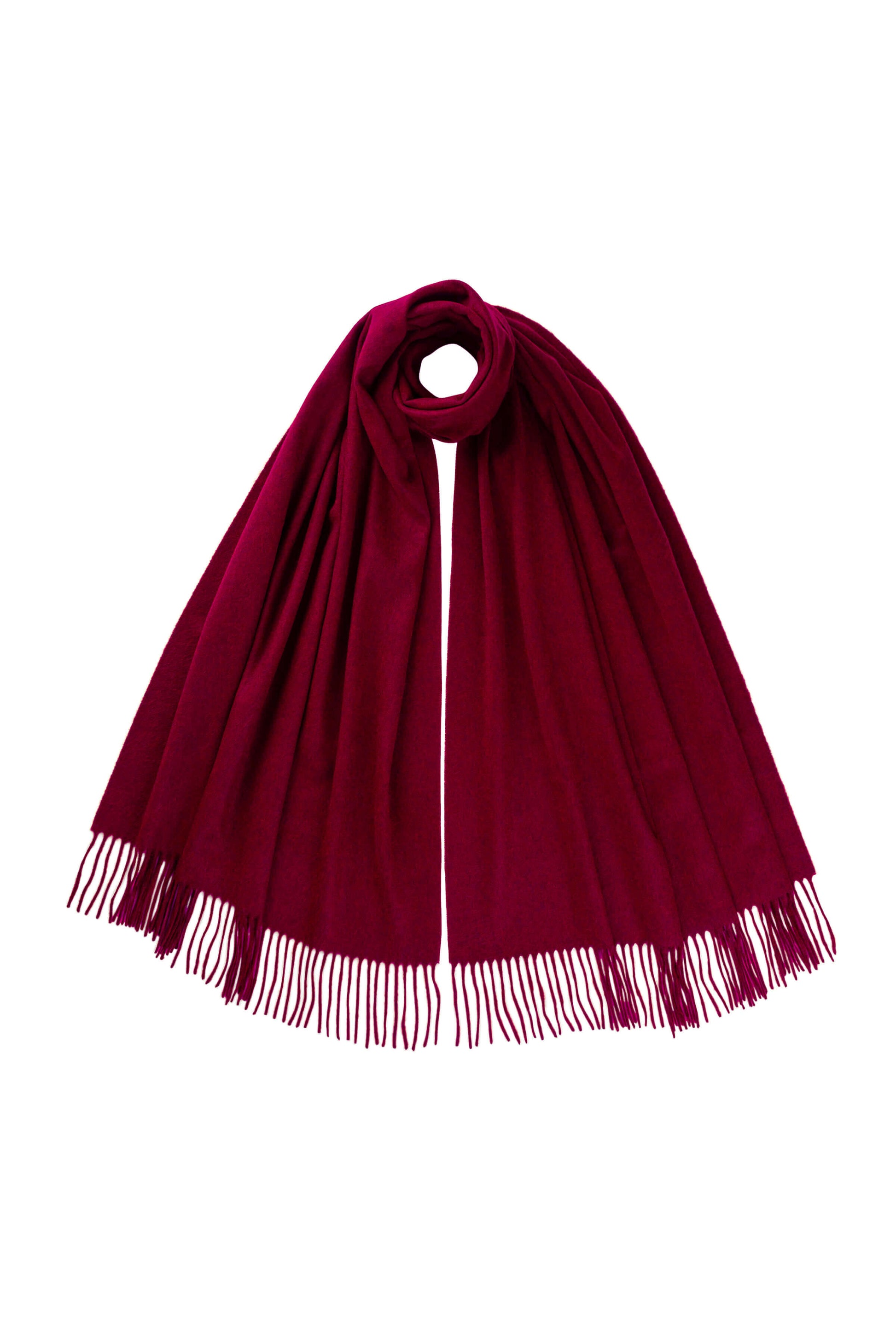 Johnstons of Elgin 100% Cashmere Stole in Merlot on a white background WA000056SE7234N/A