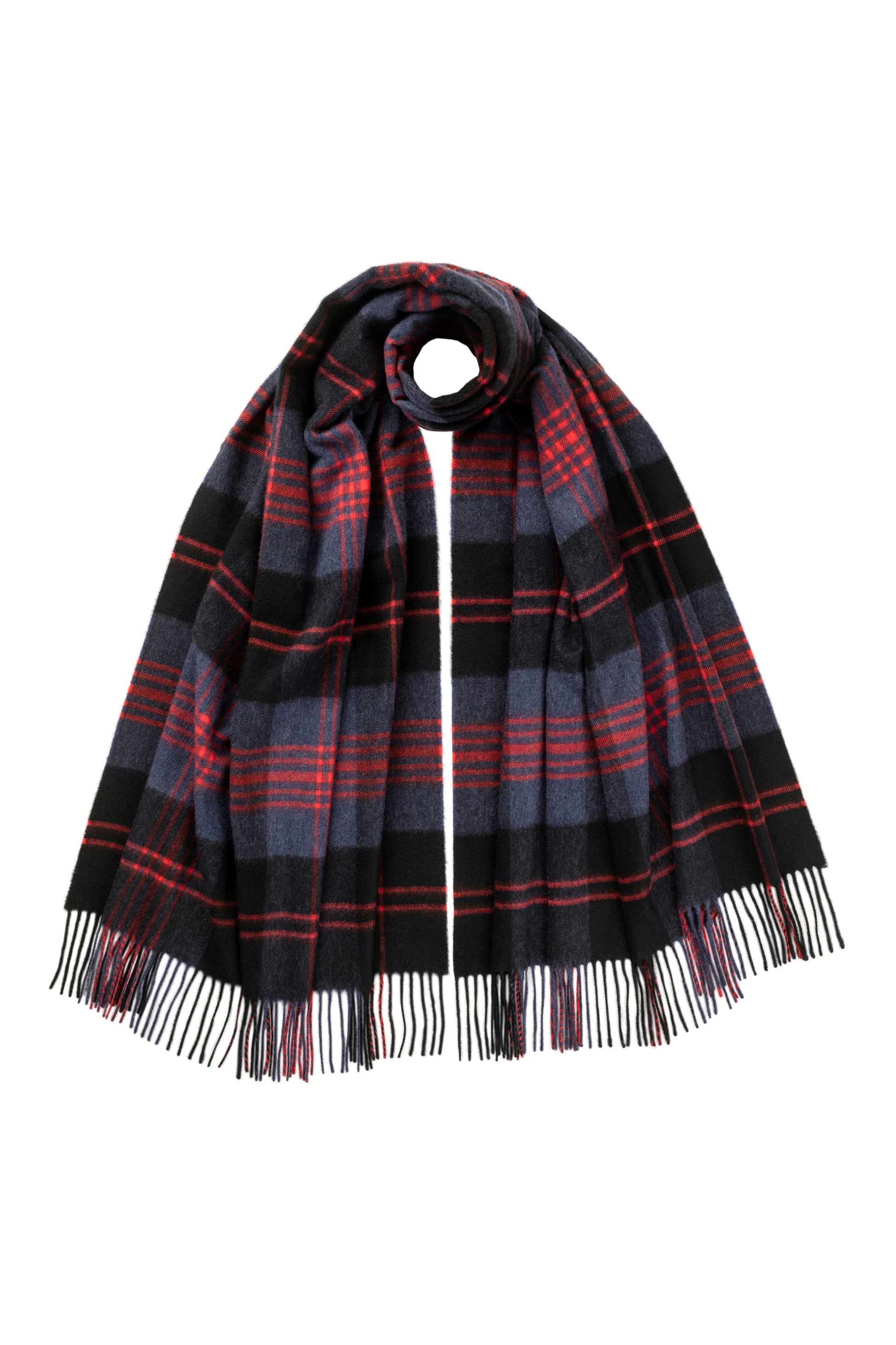 Johnstons of Elgin Tartan Cashmere Stole in Angus on a white background WA000056KU0125ONE