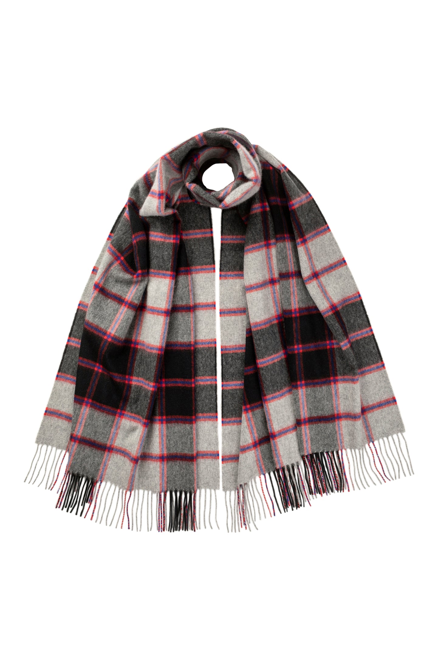 Johnstons of Elgin Tartan Cashmere Stole in MacPherson Hunting Dress on a white background WA000056KU0126ONE