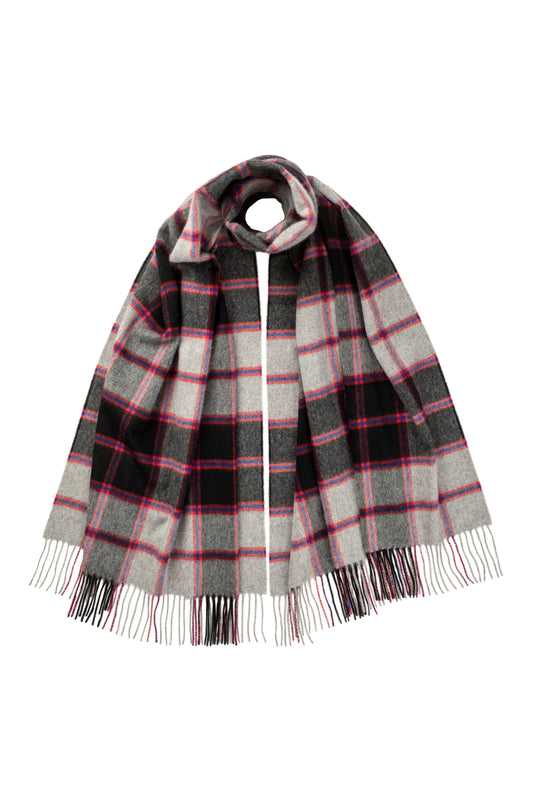 Johnstons of Elgin Tartan Cashmere Stole in MacPherson Hunting Dress on a white background WA000056KU0126ONE