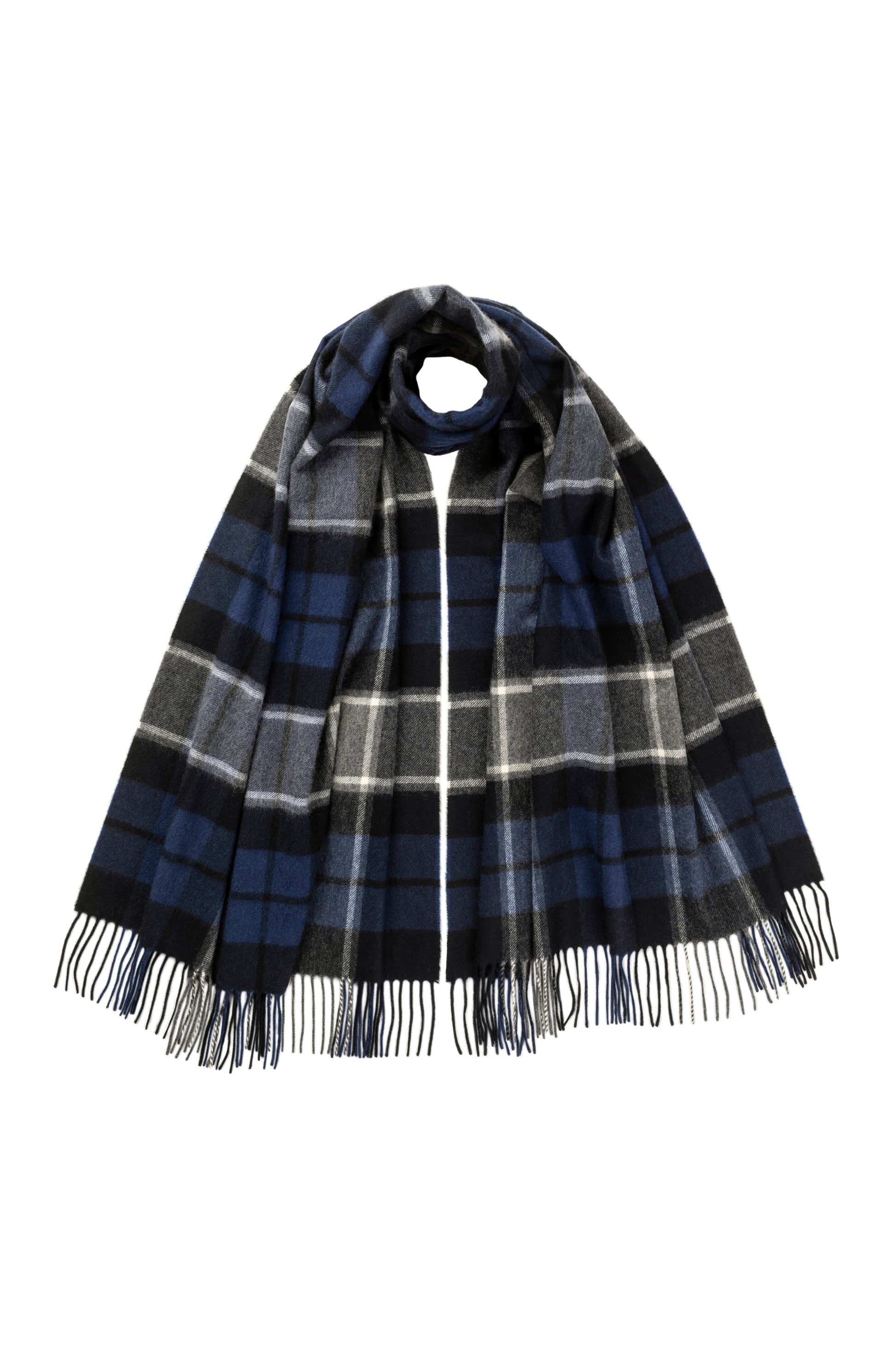 Johnstons of Elgin Tartan Cashmere Stole in Mentieth on a white background WA000056KU0127ONE