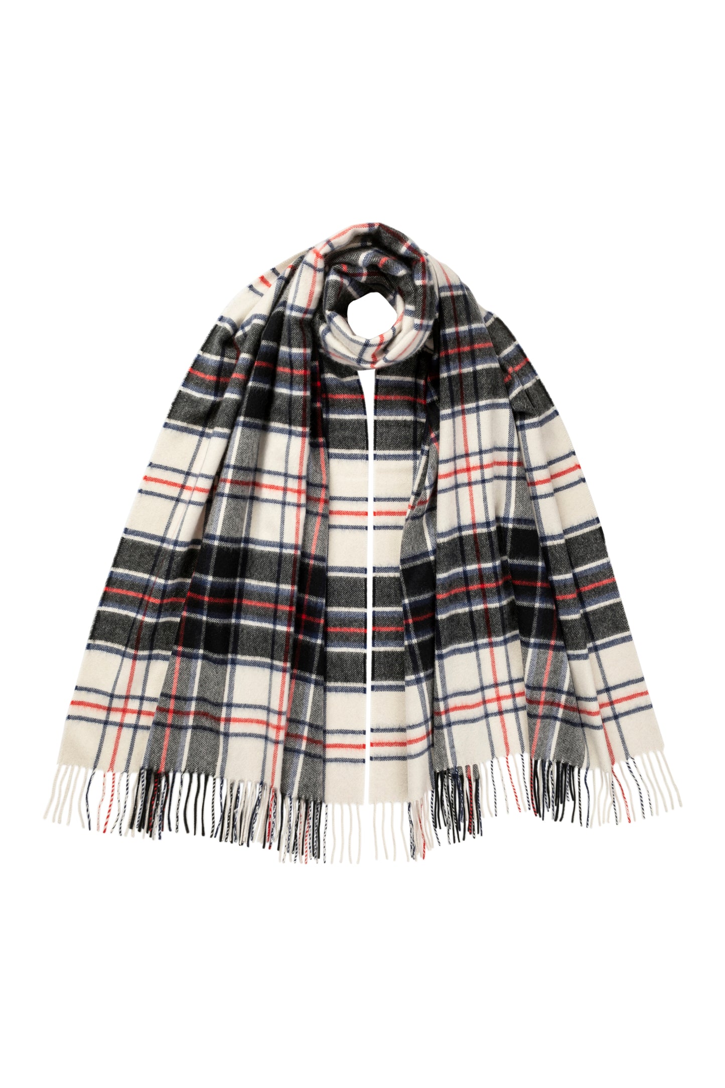 Johnstons of Elgin Tartan Cashmere Stole in MacRae on a white background WA000056KU0128ONE