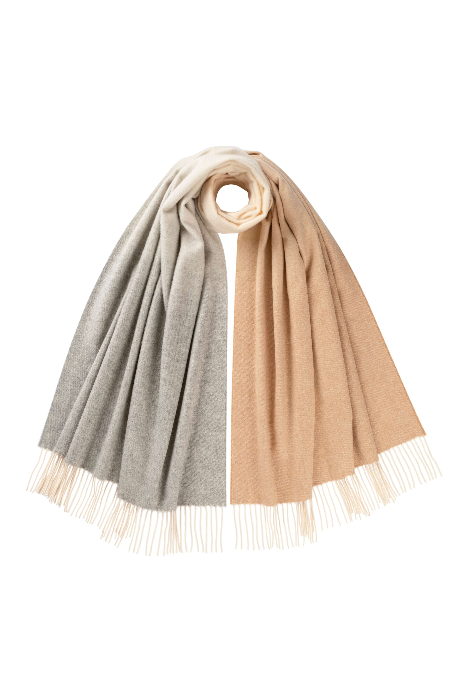 Johnstons of Elgin SS24 Accessories Camel & Silver Ombré Cashmere Stole WA000056RU7374ONE