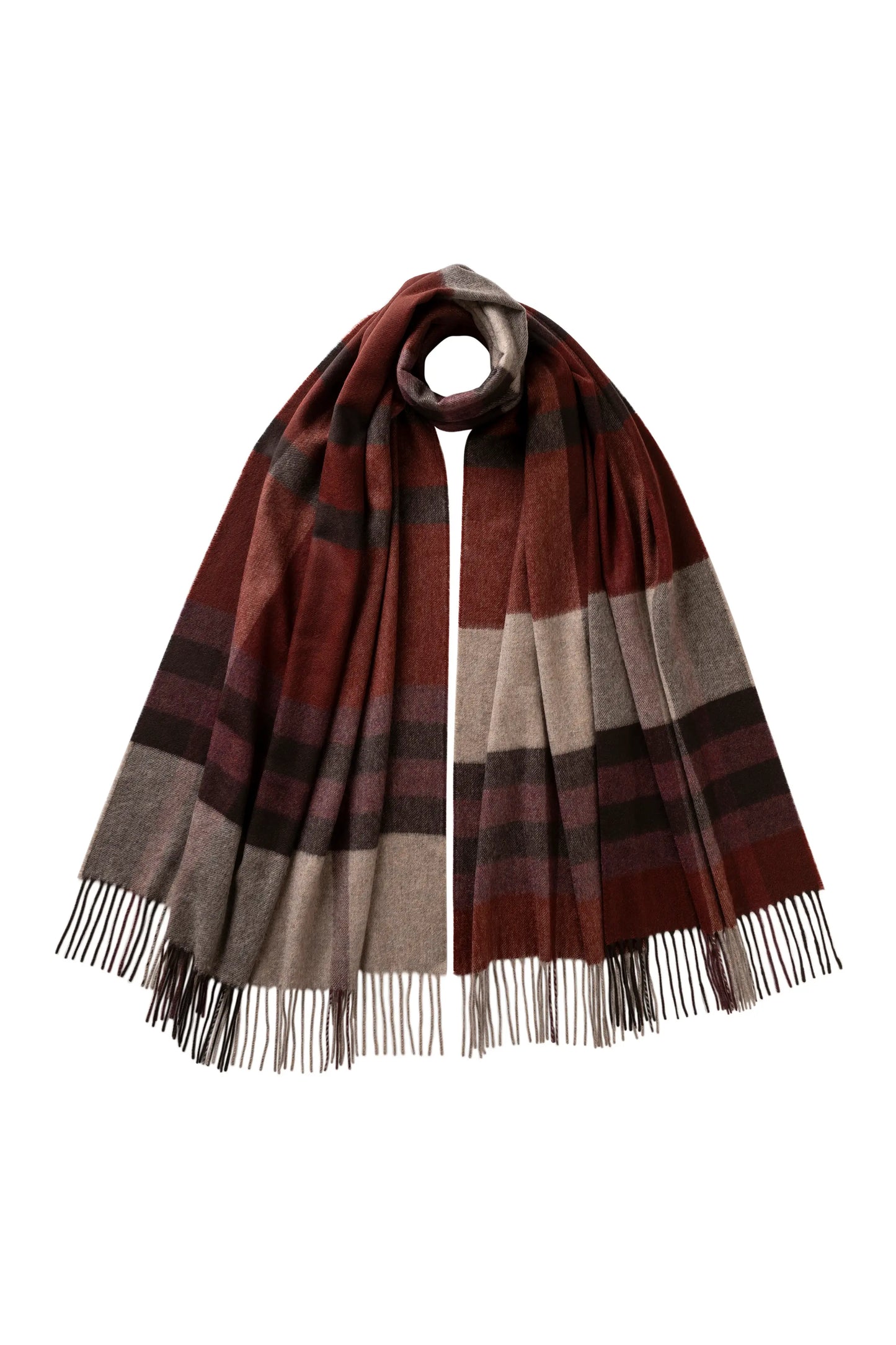 Johnstons of Elgin AW25 Woven Accessories Damson Modern Check Cashmere Stole WA000056RU7631ONE