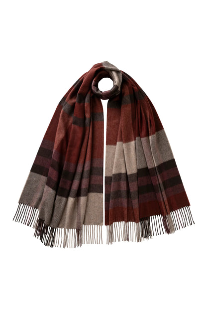 Johnstons of Elgin AW25 Woven Accessories Damson Modern Check Cashmere Stole WA000056RU7631ONE