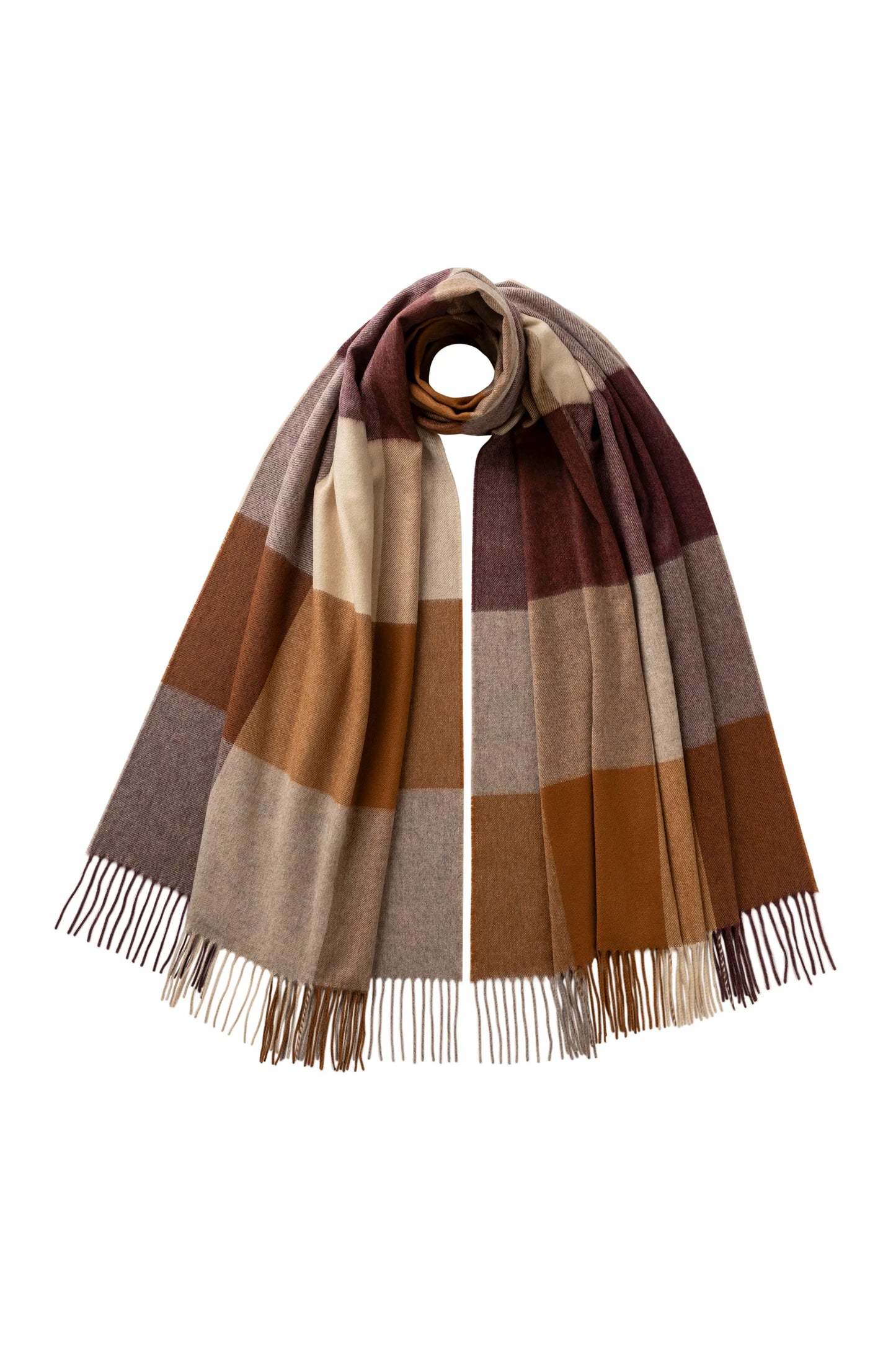 Johnstons of Elgin AW25 Woven Accessories Damson Block Check Cashmere Stole WA000056RU7690ONE
