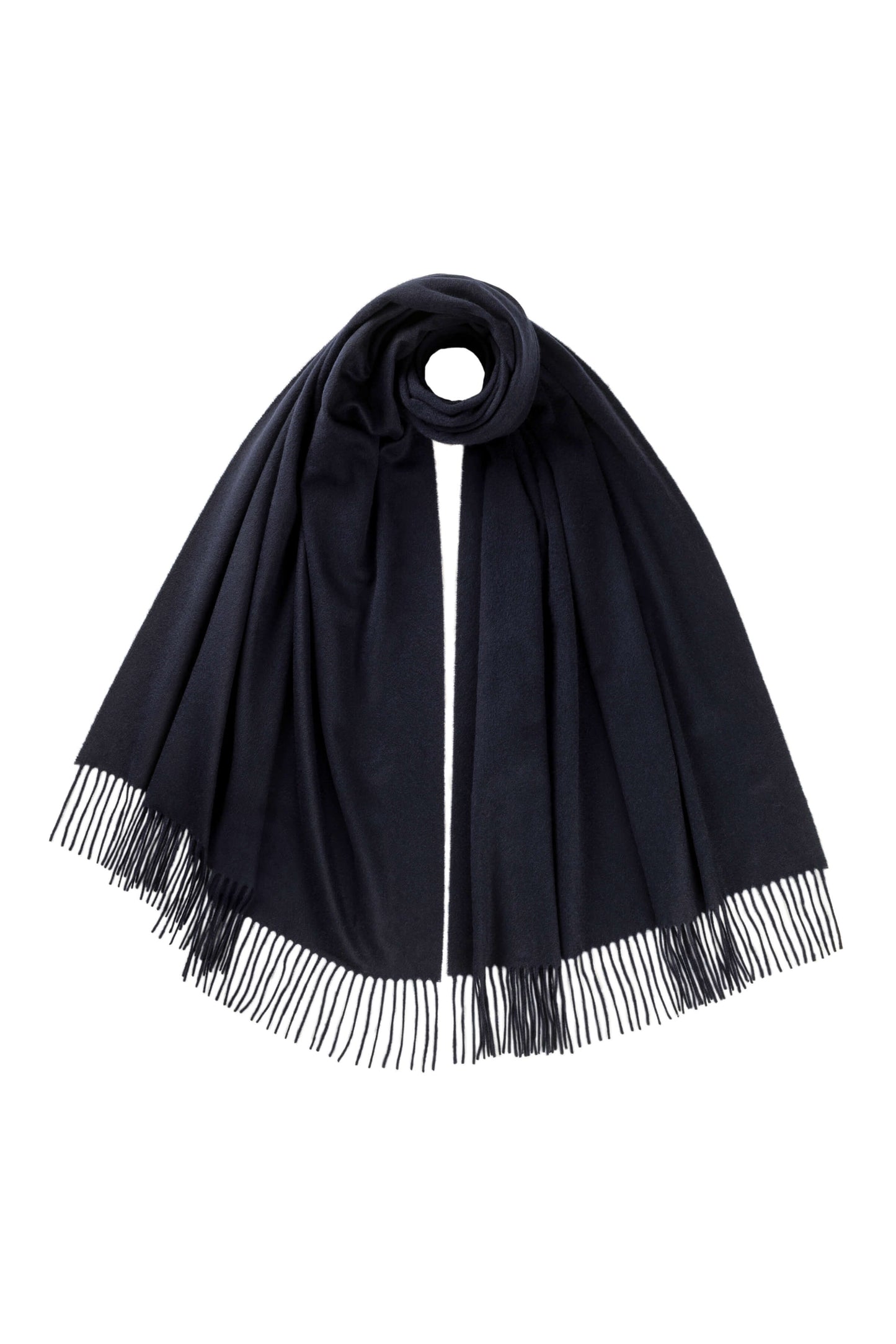 Johnstons of Elgin 100% Cashmere Stole in Dark Navy on a white background WA000056SD7330N/A