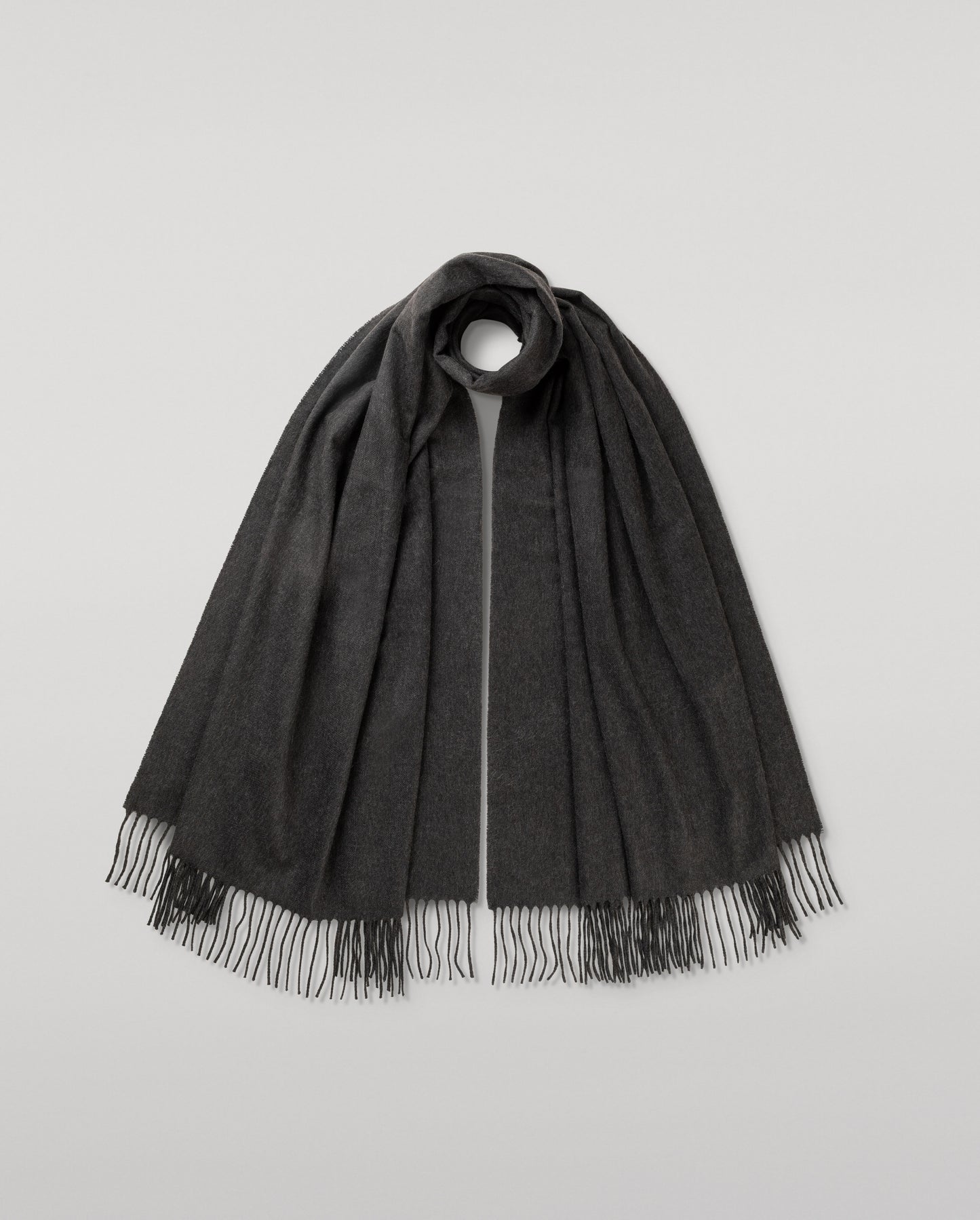 Johnstons of Elgin 100% Cashmere Stole in Charcoal on a white background WA000056HA0700N/A