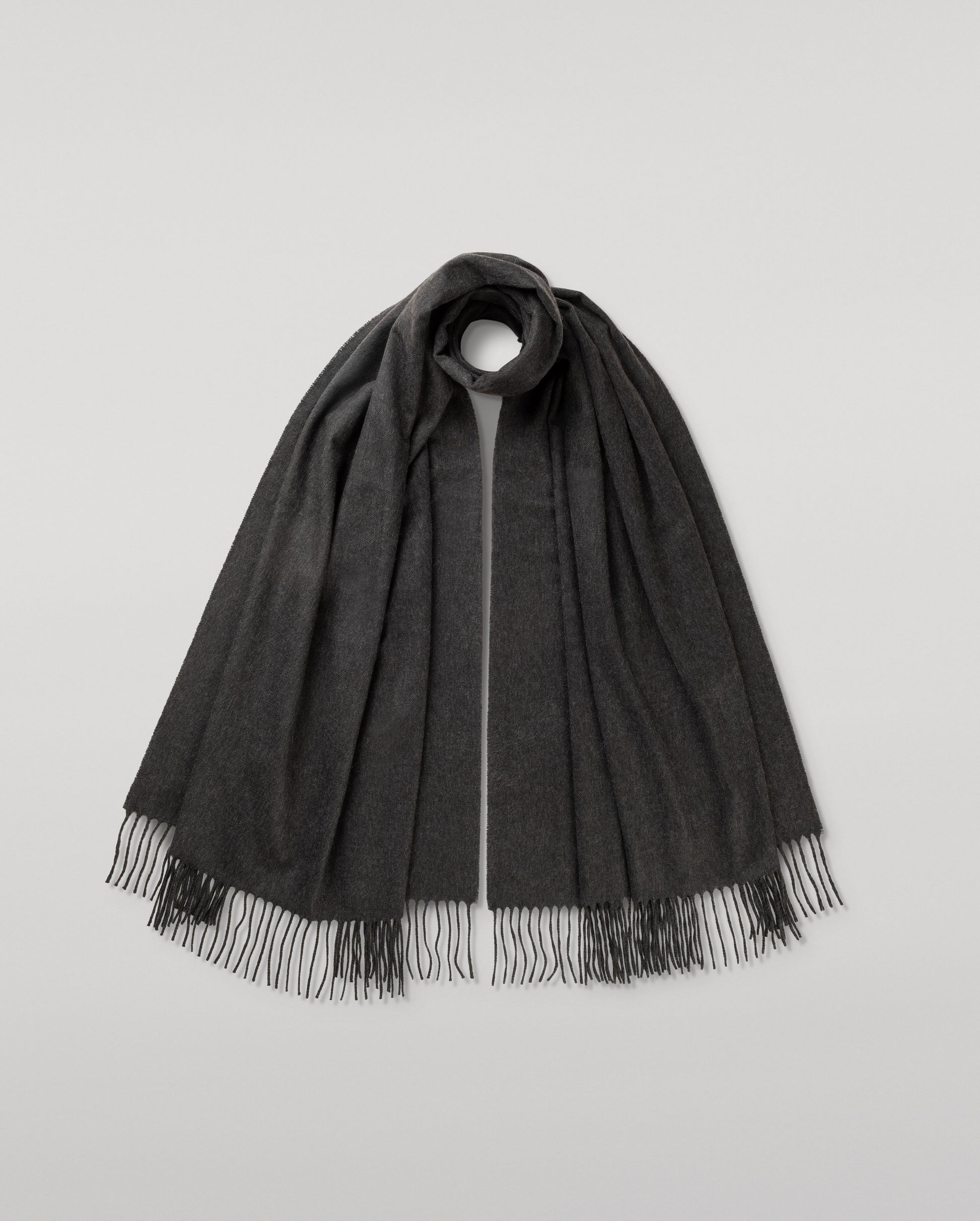 Johnstons of Elgin 100% Cashmere Stole in Charcoal on a white background WA000056HA0700N/A