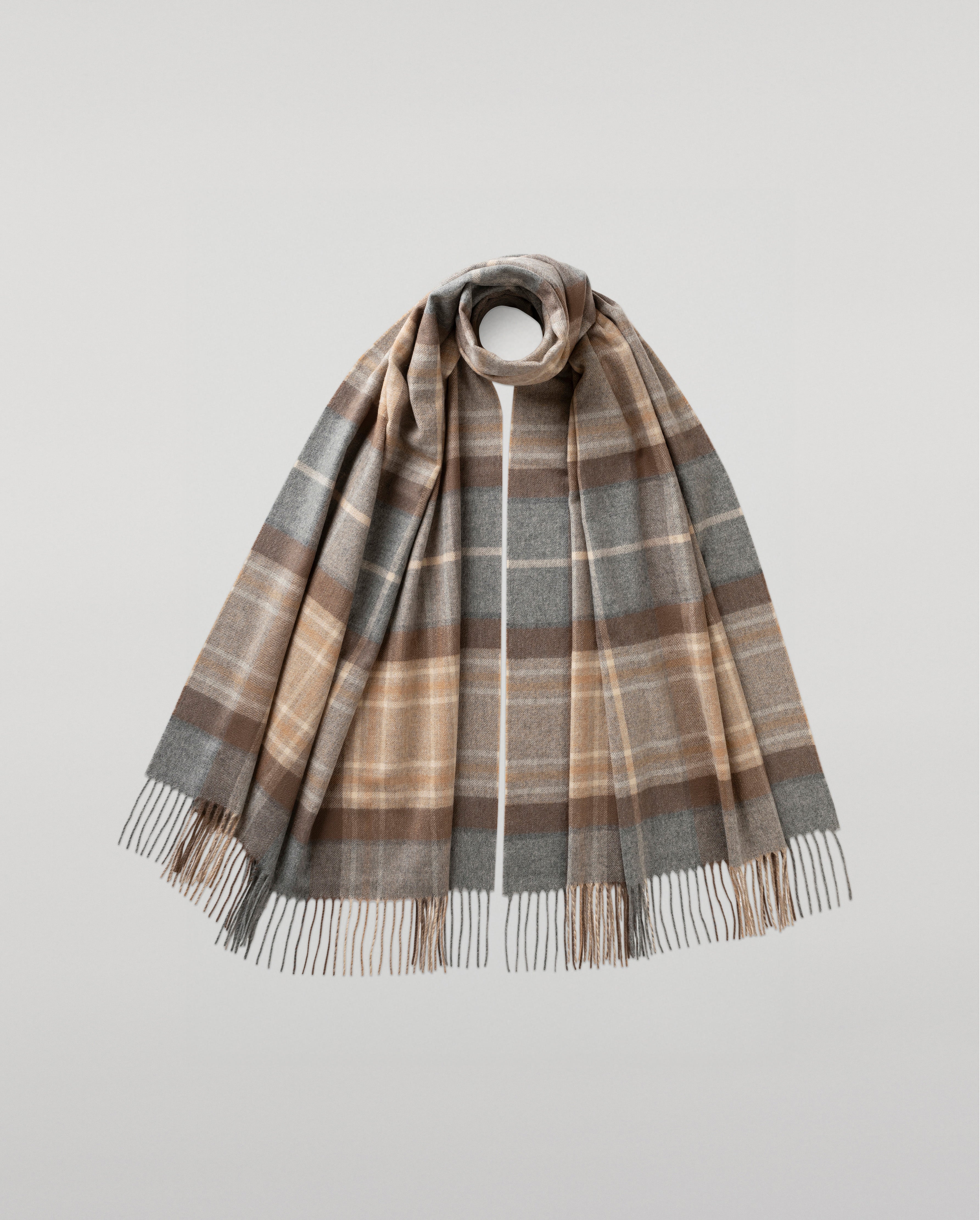 タータンチェックのカシミヤストール｜Johnstons of Elgin