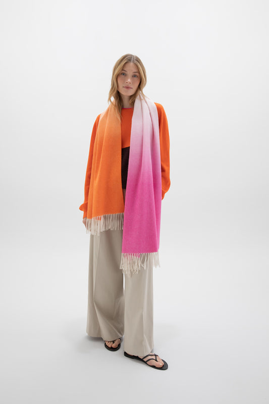 Johnstons of Elgin SS24 Accessories Orange & Pink Ombré Cashmere Stole WA000056RU7431ONE