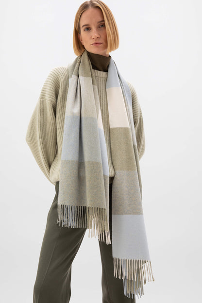 Johnstons of Elgin AW24 Woven Accessory Lichen Block Check Cashmere Stole WA000056RU7480ONE