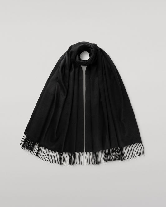 Johnstons of Elgin 100% Cashmere Stole in Black on a white background WA000056SA0900N/A