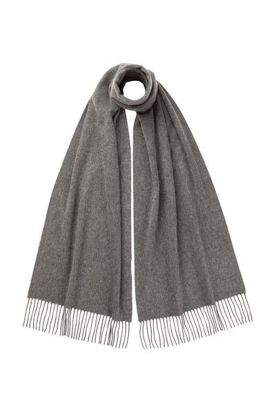 Wide Mid Grey Cashmere Scarf | Cashmere Accessories | Johnstons of