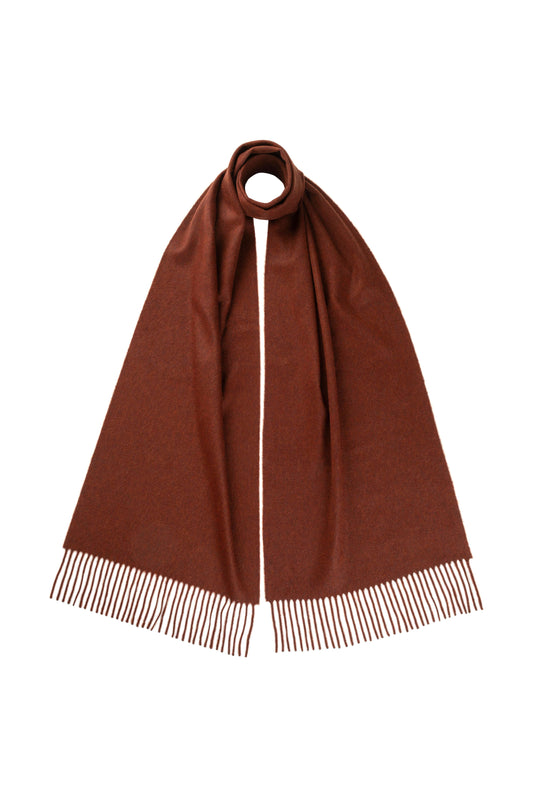 Johnstons of Elgin AW24 Woven Accessory Russet Wide Cashmere Scarf WA000057HE7055ONE