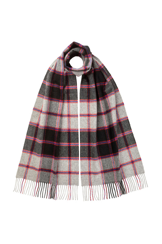 Johnstons of Elgin Tartan Oversized Cashmere Scarf in MacPherson Hunting Dress on a white background WA000057KU0126ONE