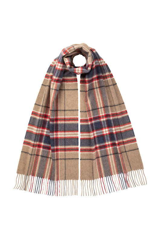 Johnstons of Elgin Tartan Oversized Cashmere Scarf in MacFarlane on a white background WA000057KU0130ONE