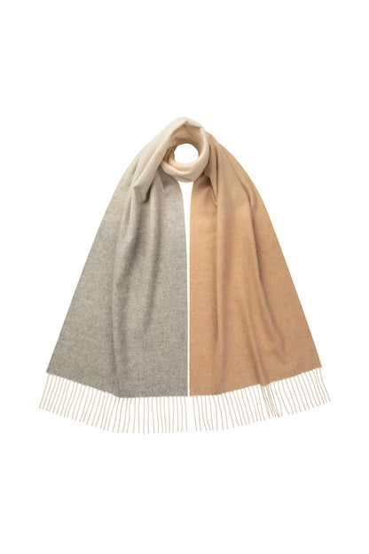 Johnstons of Elgin AW24 Woven Accessory Camel & Silver Ombré Cashmere Scarf WA000057RU7374ONE