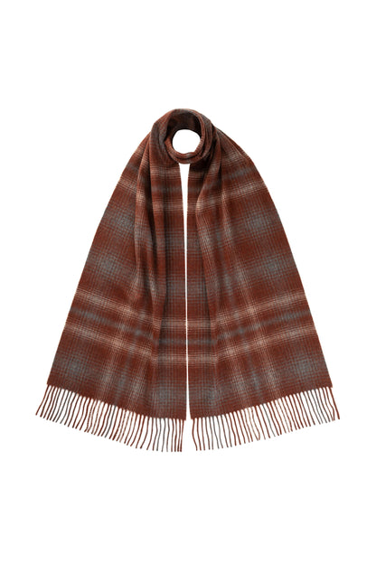 Johnstons of Elgin AW24 Woven Accessory Russet Wide Cashmere Check Scarf WA000057RU7497ONE