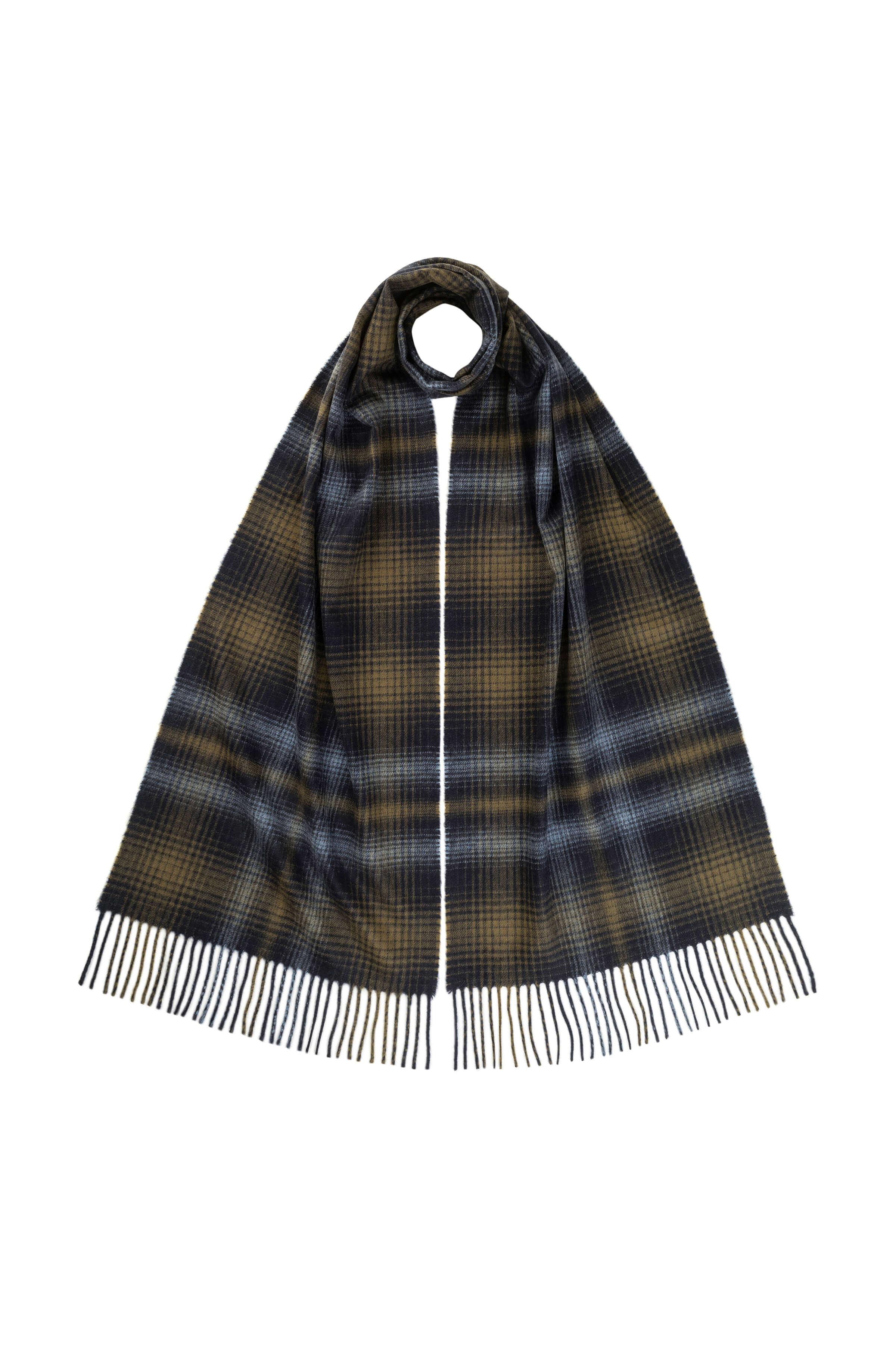 Navy Wide Cashmere Check Scarf – Johnstons of Elgin