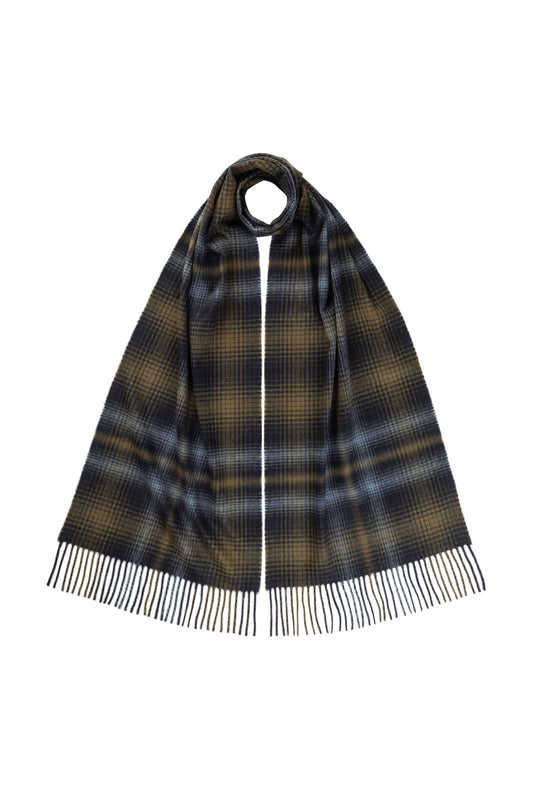 Johnstons of Elgin AW24 Woven Accessory Navy Wide Cashmere Check Scarf WA000057RU7502ONE