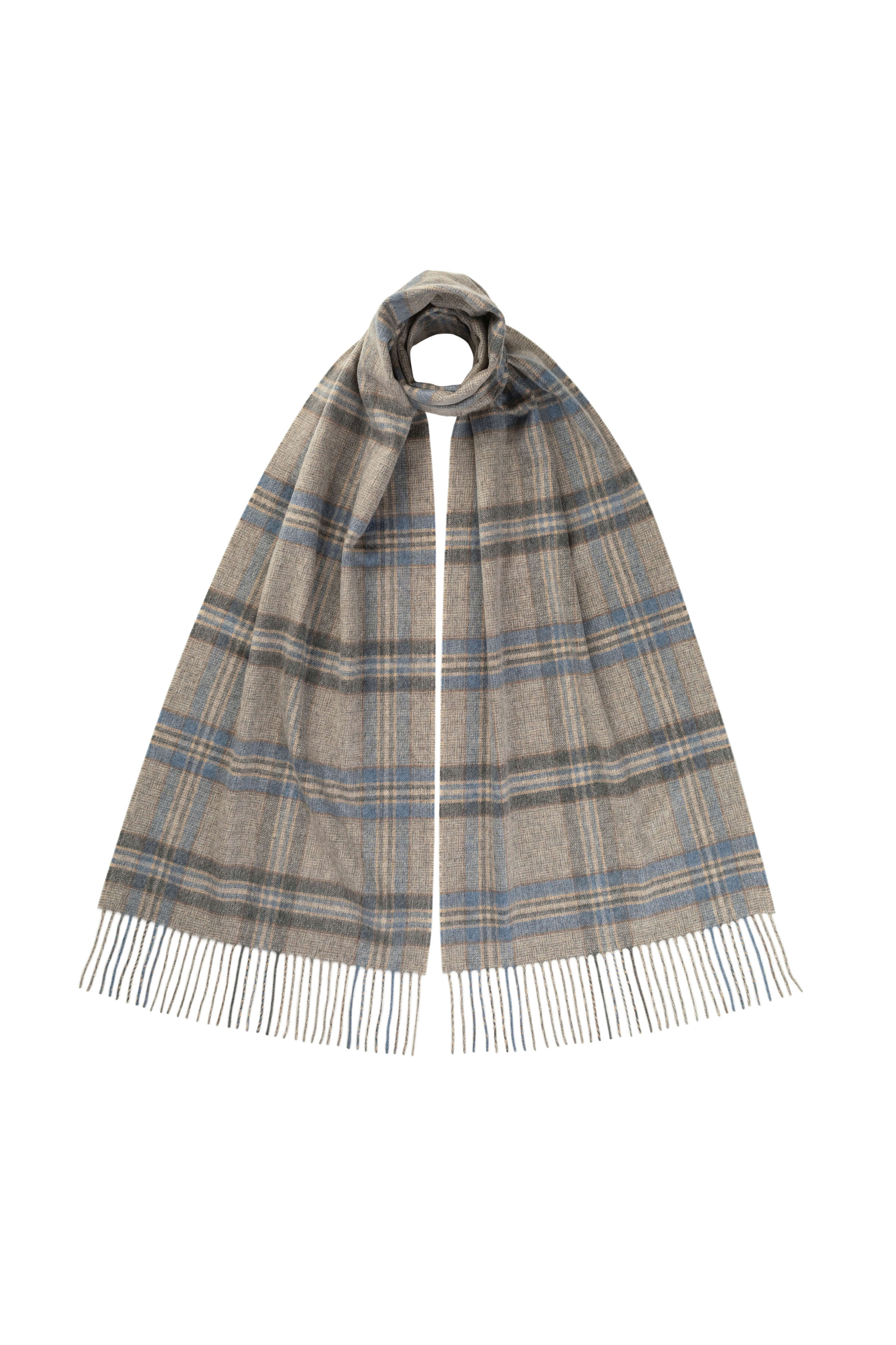 Loch Blue Wide Cashmere Tweed Scarf – Johnstons of Elgin