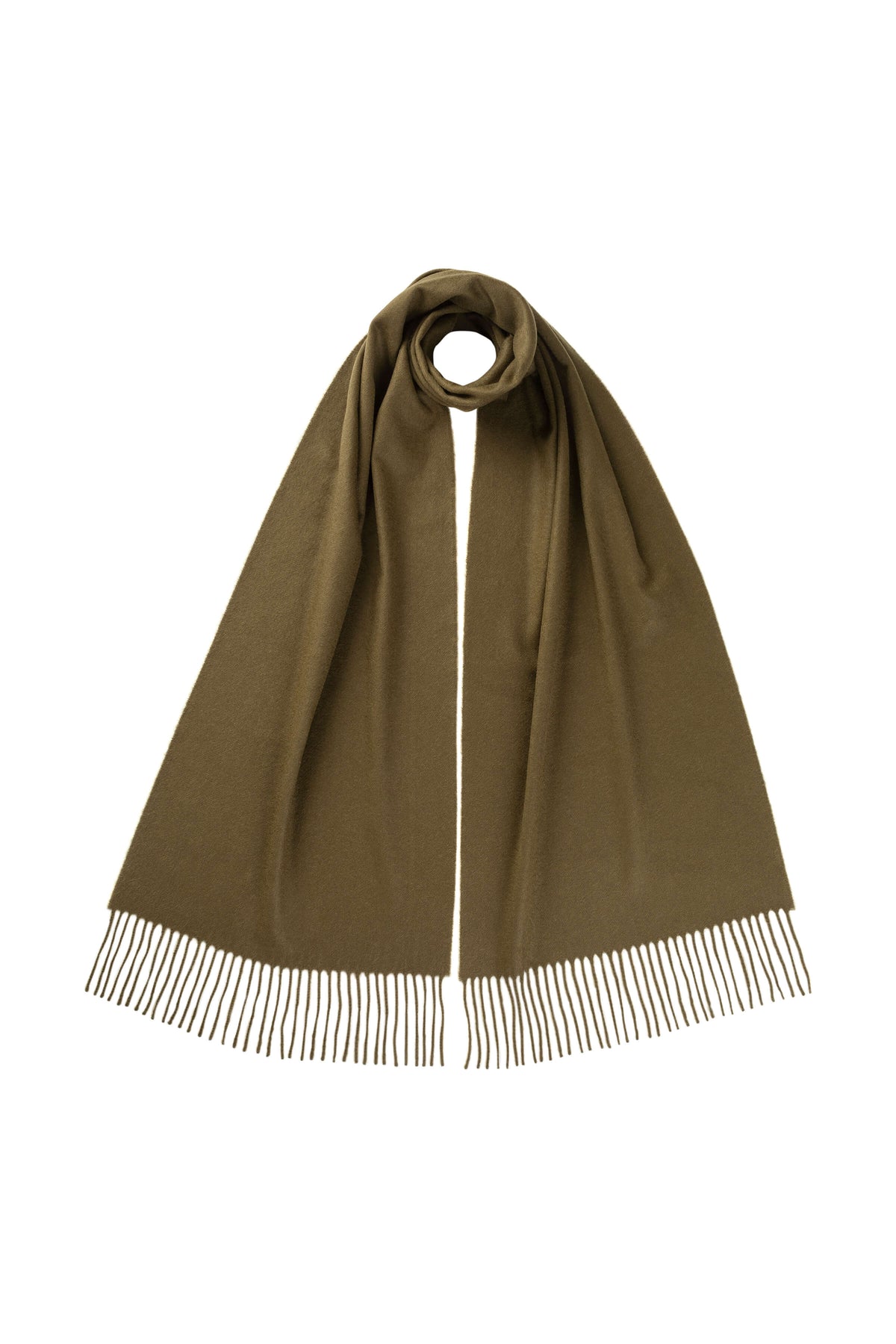 Olive Green Wide Cashmere Scarf
