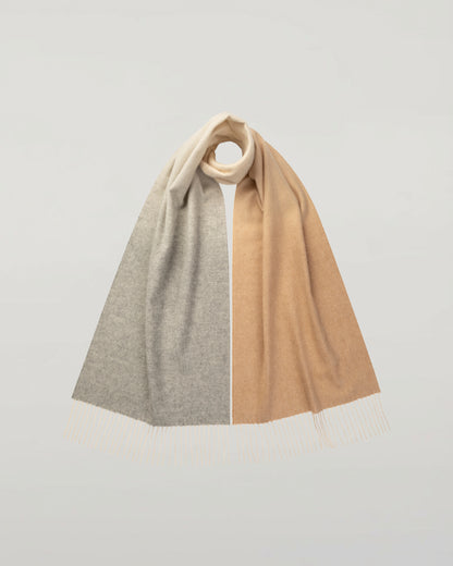 Johnstons of Elgin AW24 Woven Accessory Camel & Silver Ombré Cashmere Scarf WA000057RU7374ONE