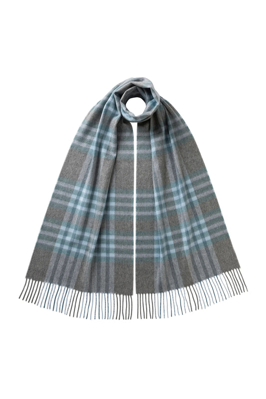 Johnstons of Elgin AW25 Woven Accessories Seascape Grid Check Cashmere Scarf WA000057RU7640ONE