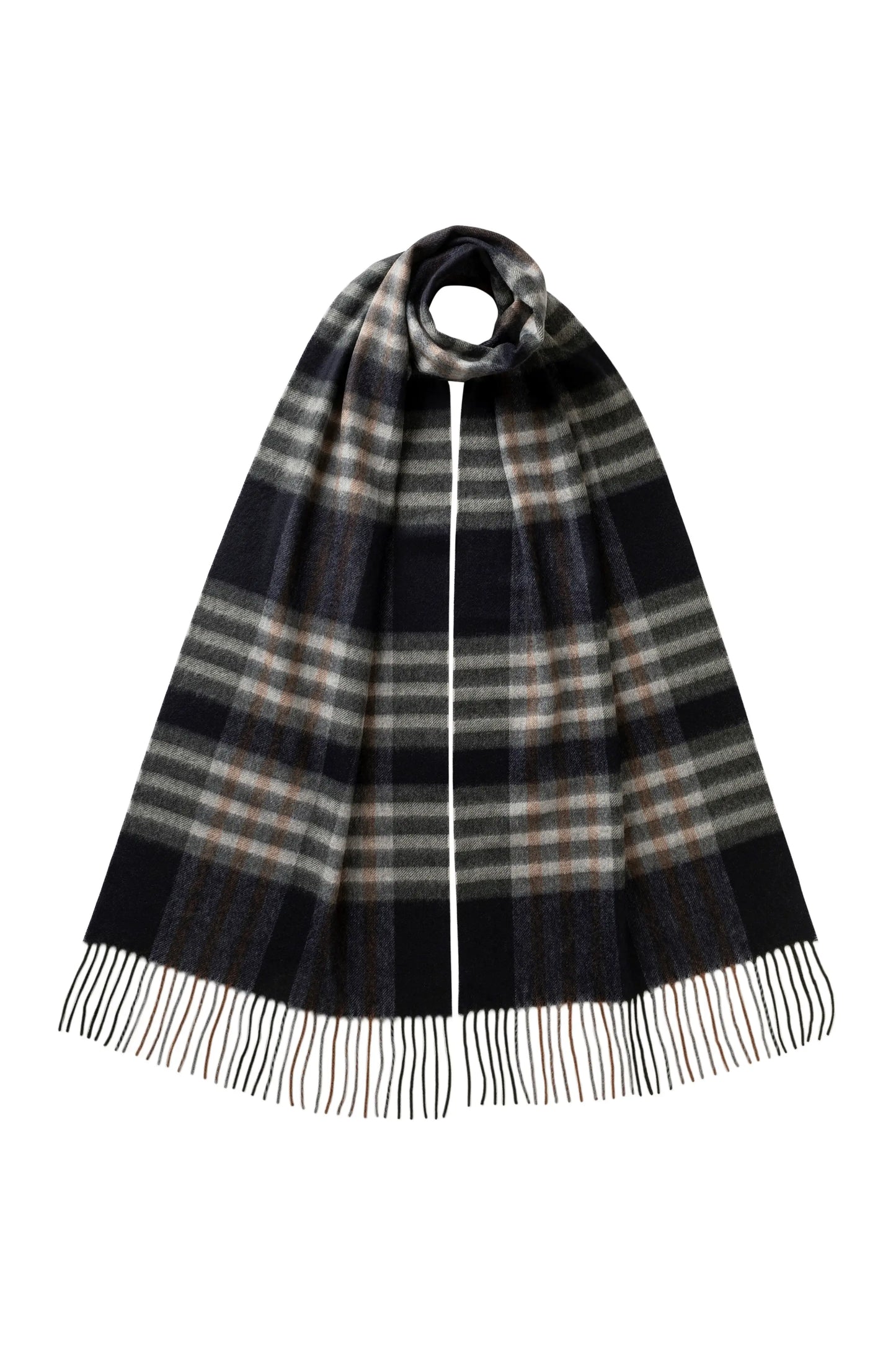Johnstons of Elgin AW25 Woven Accessories Lichen Grid Check Cashmere Scarf WA000057RU7641ONE