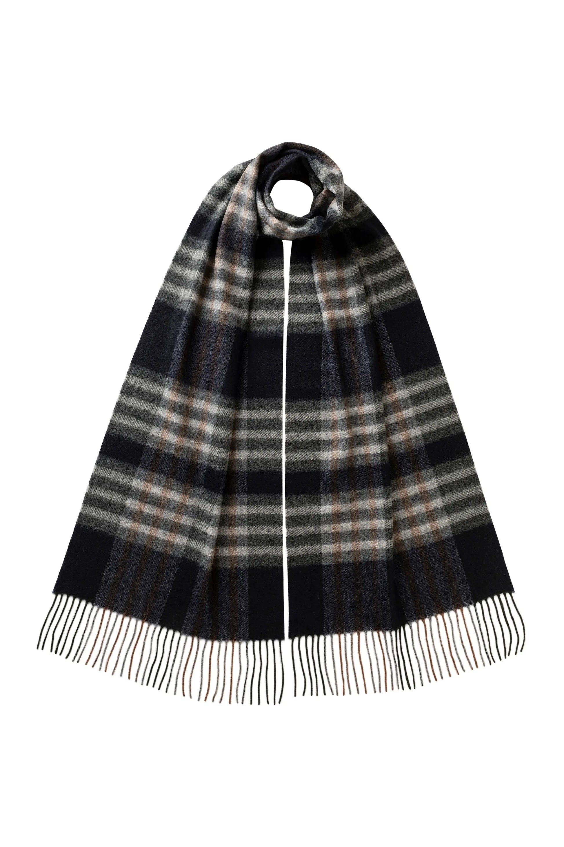 Johnstons of Elgin AW25 Woven Accessories Lichen Grid Check Cashmere Scarf WA000057RU7641ONE